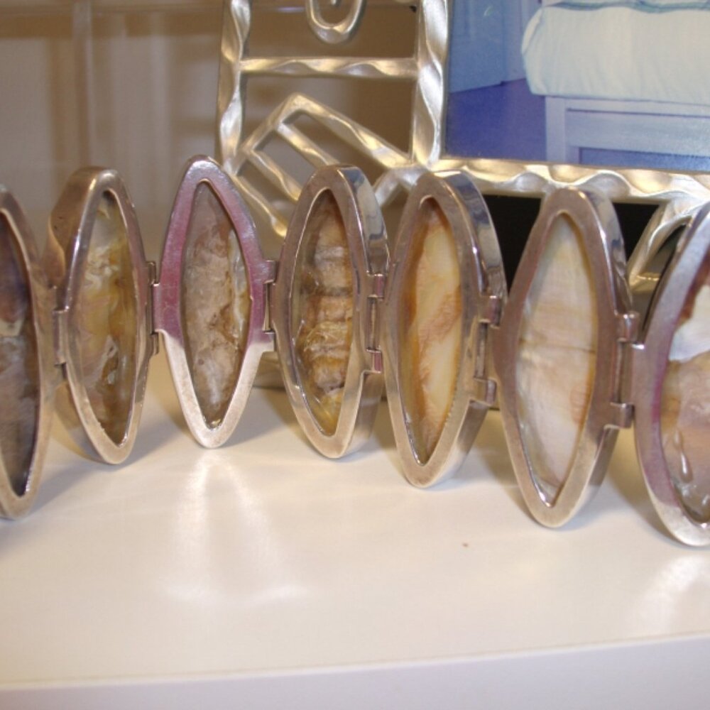 MOTHER OF PEARL CUSTOM MADE BIWA PEARL STERLING SILVER BRACELET NEW - Picture 6 of 10